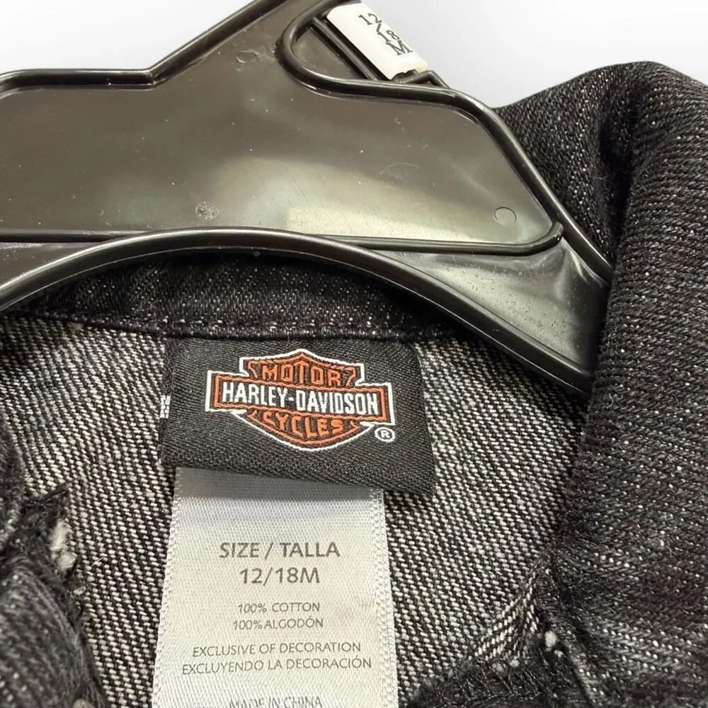 Harley-Davidson Infant B&S Denim Black Work Shop Coveralls Item #3060102 12/18M